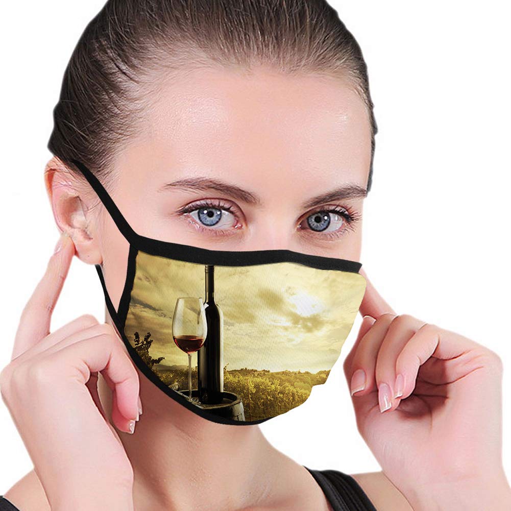 Printed Facial Decorations mask, Red Wine Bottle and Glass