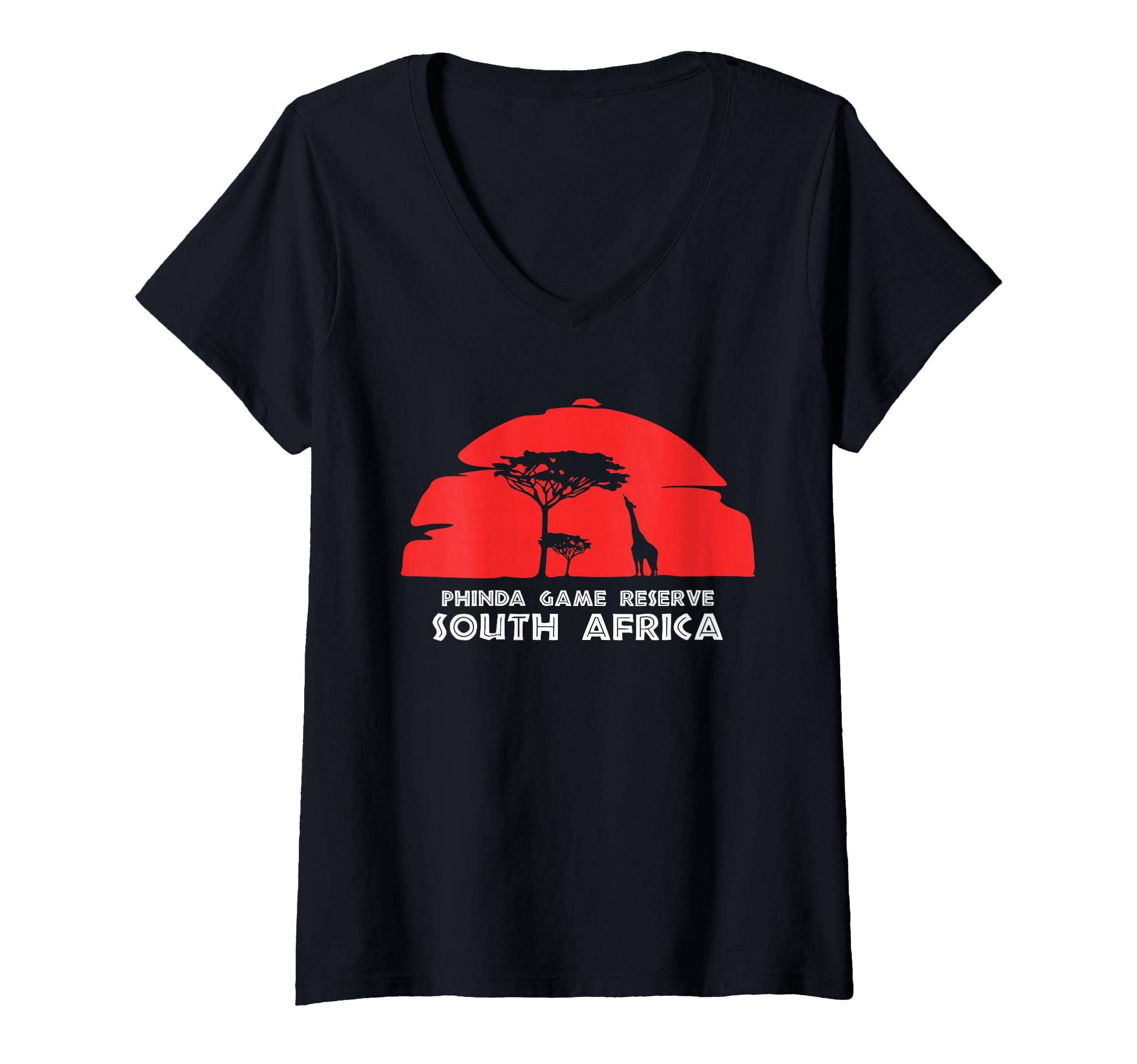Womens Phinda Game Reserve, South Africa Africa Safari Girrafe V-Neck T-Shirt