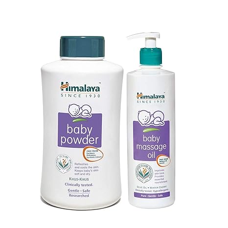 Himalaya Baby Powder, 700g and Massage Oil (500ml) Combo