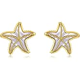 ONEFINITY Starfish Earrings 925 Sterling Silver Mother of Pearl Dangle Drop Earrings Beach Sea Ocean Jewelry Mothers Gifts for Women Mom Grandma