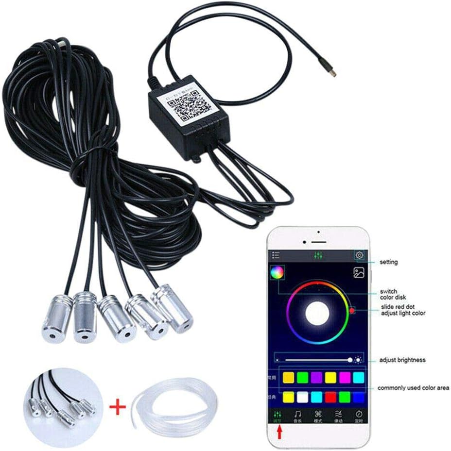 Greyghost RGB Fiber Optic Atmosphere Lamps Car Interior Ambient Light Decorative Dashboard Door,Remote Control Or App Control