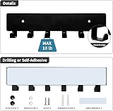 GTK Key Holder Wall Mounted with 6 Hooks and Top Tray Rack Black view 3