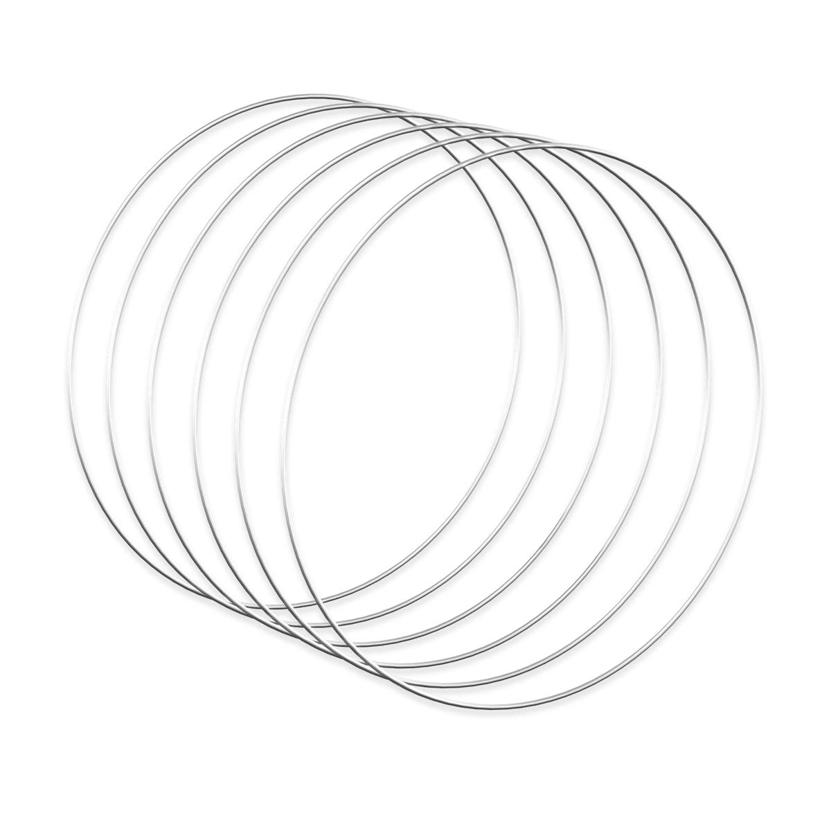 Worown 6pcs 30cm Floral Wreath Hoops, Silver Metal Rings for Making Wedding Wreath Decor and Wall Hanging Craft