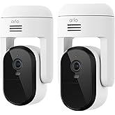 Arlo Essential Pan Tilt Security Camera 2K - Wired Plug-in Power Outdoor Camera, Person Recognition, Package Detection, Animated Preview, 1-Month Trial of Secure Plan, Auto Motion Tracking, 2 Cam
