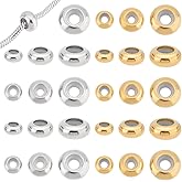 UNICRAFTALE About 30pcs 6/8/10mm Mixed Color Stopper Beads with Rubber Inside Rondelle Slider Beads Spacer Beads Stainless Steel Loose Beads Metal Spacers for DIY Jewelry Making