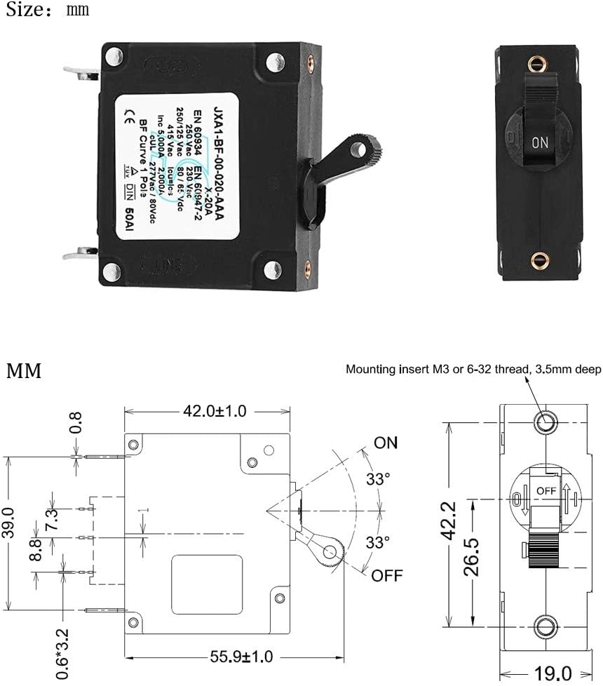 T Tocas 40A Toggle Single Pole Circuit Breakers Hydraulic Magnetic Circuit Protector AC or DC 80 V: Automotive