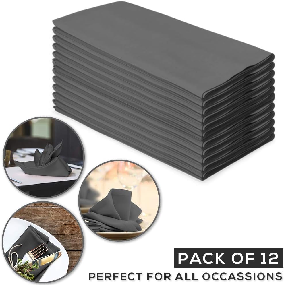 Trade Fountain Cloth Napkins Set of 12 Cotton, 50.8 x 50.8 CM Reusable Napkins - Image 3