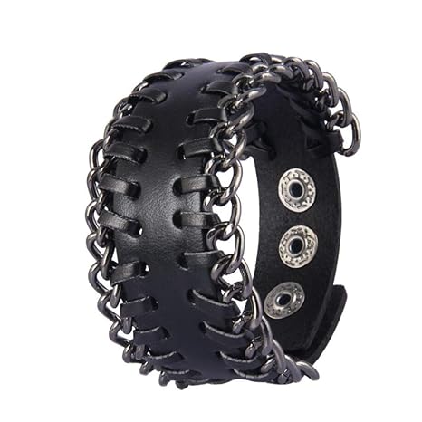 Mtbhw Bracciale In Vera Pelle Braccialetto Punk Intrecciato