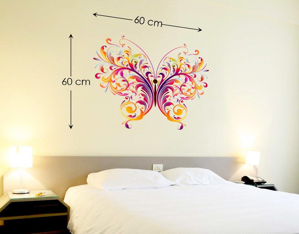 Decals Design 'Colorful Single Big Butterfly' Wall Sticker (PVC Vinyl, 60 cm x 60 cm, Multicolour)