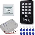 HFeng Access Control System Kit 125KHz RFID Keypad + DC12V 3A Power Supply Controller + Door Exit Button + 10pcs Keyfobs Card for Home Alarm Wooden/Metal/Glass Door