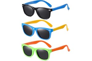 DYLB Kids Polarized Sunglasses for girls boys 3 Pack, Flexible TPEE Rubber Frame for Children Age 3-9