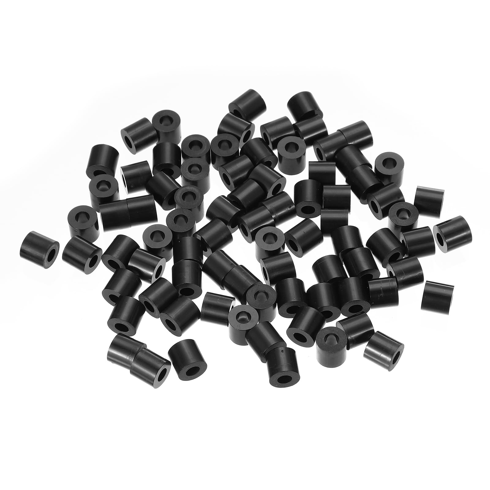 PATIKIL M5 Black ABS ID 5.2mm,OD 11mm,Length 10mm, Nylon Round Spacer Washers, 120Pcs Plastic Standoff Rubber Nut Unthreaded for M5 Screws Electrical Outlet Switch Receptacle