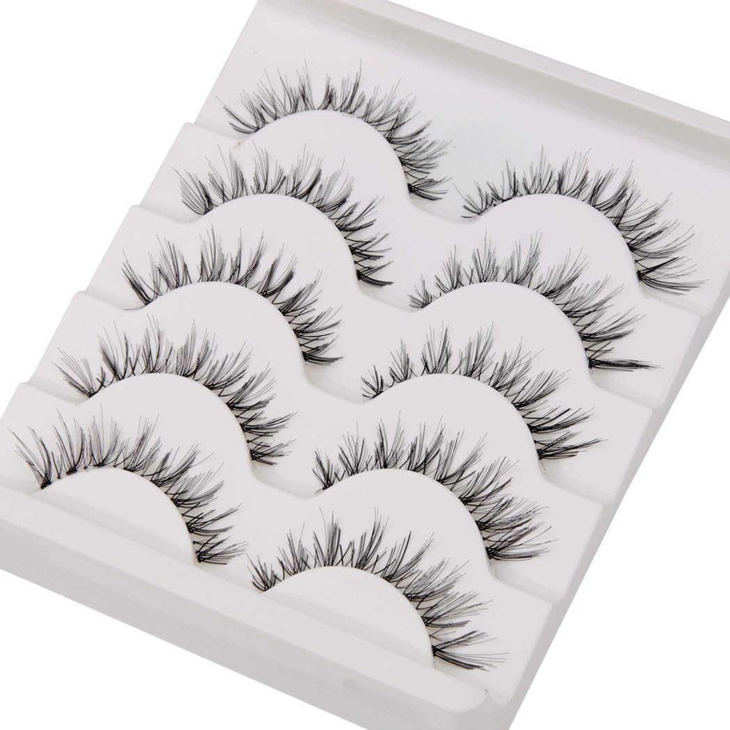 5 Pairs Natural Look Fake Eyelashes Handmade Messy Natural 3D Cross Fashion False Eyelashes Extension For Makeup Black