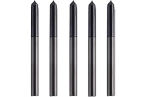 BestParts 5pcs High Performance Solid Carbide End Mill, Chamfer Mill - Single End - AlTiN Coated, 2 Flute, 90° Chamfer Angle, 1/8" Cutting Diameter, 1/8" Shank Diameter, 1-1/2" Overall Length