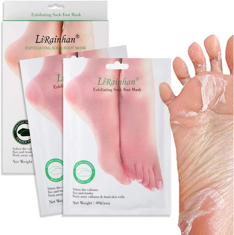2 Pairs Exfoliant Foot Peel Mask, Hkiytime Olive Scented Exfoliating Booties for Peeling Off Calluses & Dead Skin, Baby Your feet Naturally in 7 Days for Men & Women (Olive)