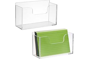 BTSKY 2 Pack Acrylic Index Card Holder Display Stand - 4X6 Inch Notecard Box Recipe Organizer, Clear Index Card Case for Office Desk Recipe Notecard Storage Box, Photo Holder Organizer