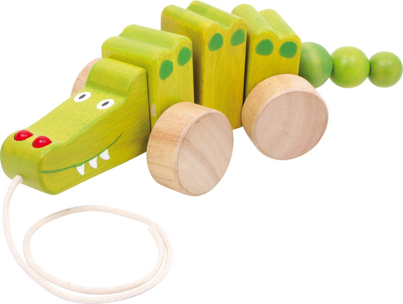 small foot 2604 "Crocodile" wooden pull behind animal, promotes learning to walk, wobbles when pulled along, from 1 year