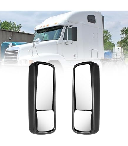 AM Autoparts Power Heated Side View Mirror For Freightliner Columbia - Textured Black, Right Side, 10 Year Warranty