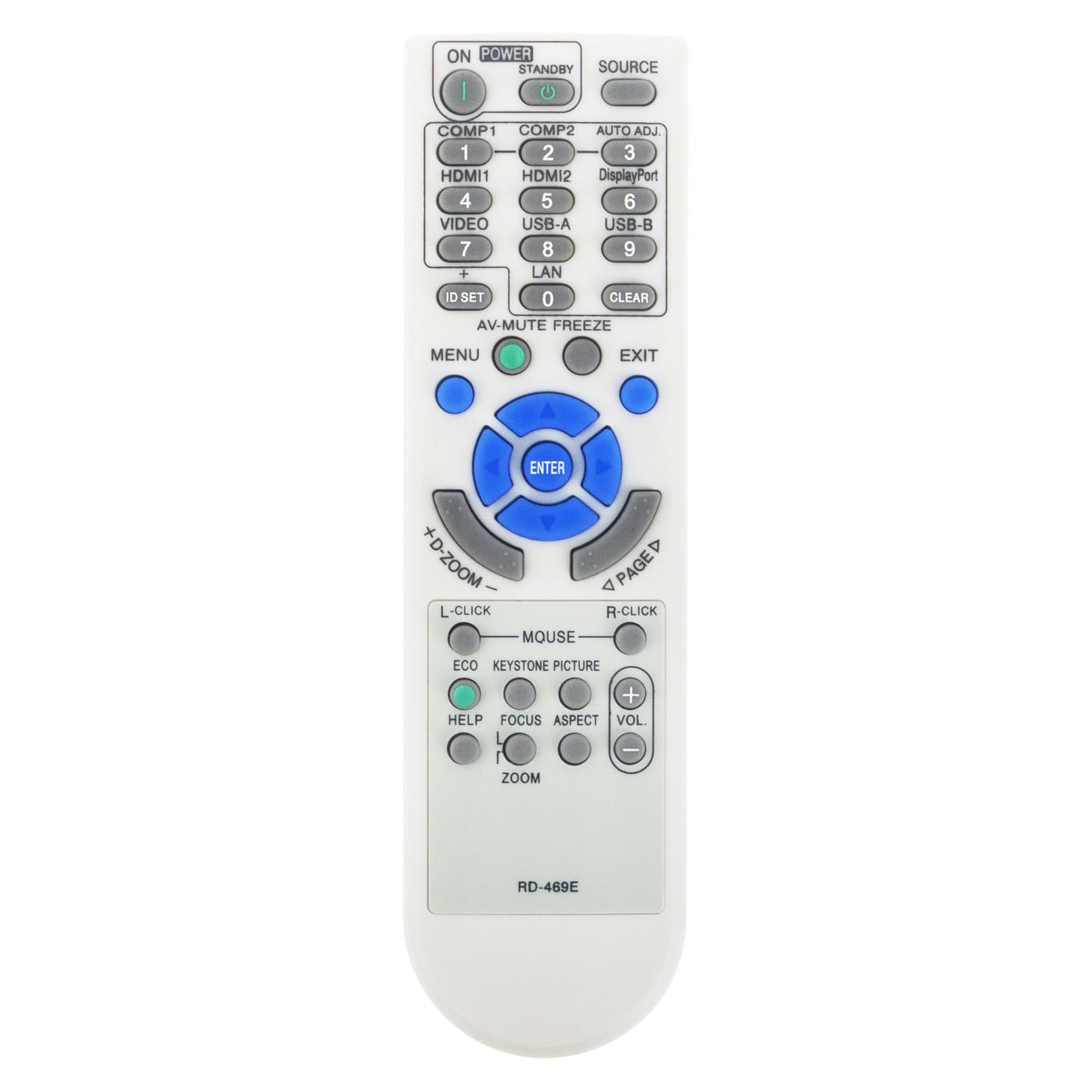 VINABTY Replacement Remote RD-469E Fit for NEC Projector M403W M363W M323W M403X M363X M323X M283X M353WS M303WS M333XS M403H M323H M402W M362W M322W M402X M362X M322X M282X M352WS M302WS M332XS