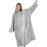 TUOTGOYEZ Wearable Blanket Hoodie, Oversized Hoodie Blanket with Sleeves Pocket, Cozy Sweatshirt Blanket Gifts for Adult Kids