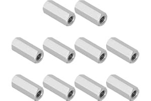 PATIKIL 1/4"-20 UNC 304 Stainless Steel Hex Coupling Nuts, 10Pcs 1" Length Fully Threaded Rod Coupling Nut Studding Connector Fasteners, Silver Tone