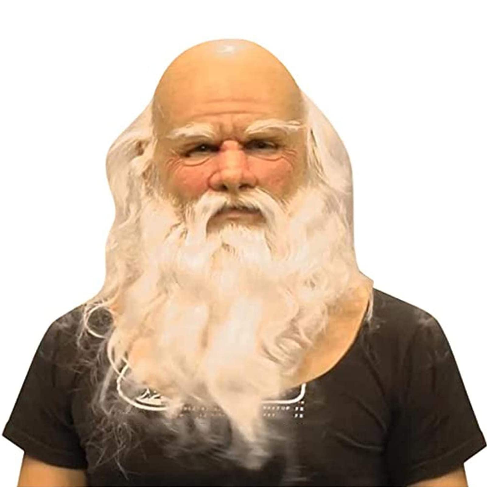 Felcia Christmas Face Mask Adults Holiday Santa Clause Latex Mask Old Man White Beard Masks for Festival Party Cosplay Costume (A-White, One Size)