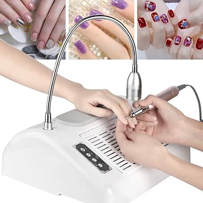 Professional 5 in 1 Electric Nail Drill Machine 30000rpm with Nail Dust Collector for Acrylic Nails Manicure -48/96W UV LED Nail Lamp for Gel Nail Polish, Nail Dryer &amp; Efile with 360&deg; Desk Lamp