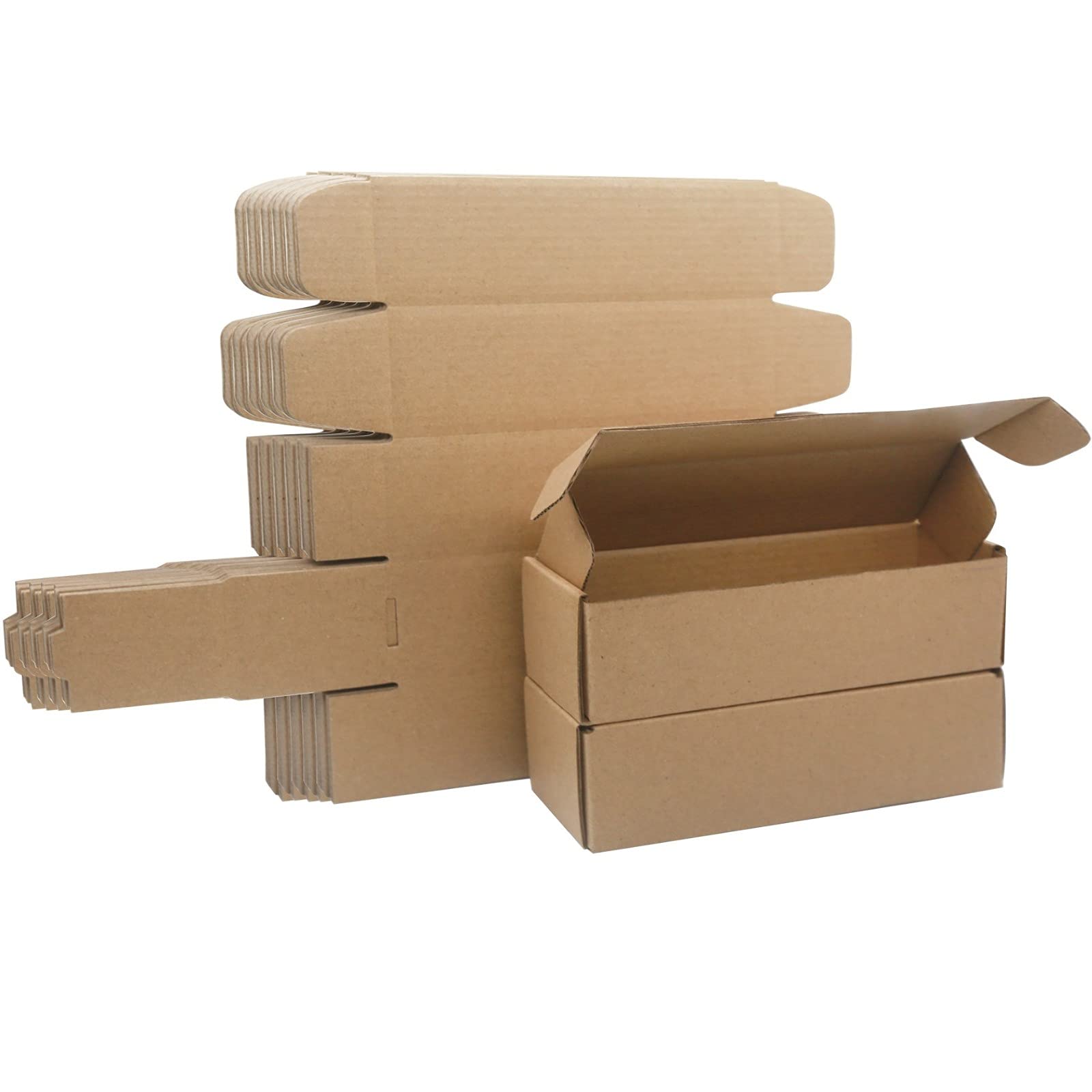 Corrugated Cardboard Shipping Boxes, 255×65×65mm Royal Mail Small Parcel PiP Postal Boxes, Long Narrow Brown Mailing Boxes for Business, Posting, Storing or Gift (10 Pieces)