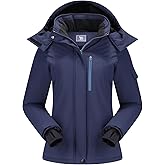 CAMEL CROWN Women's Ski Jacket Waterproof Warm Coat Winter Fleece Snow Coat Hooded Snowboarding Jacket