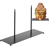 Zonon Black Metal Base with Rod for Sculptures Mask Stand Artifact Statue Statuette African Mask Egyptian Greek Statue Display Removable Stand 12