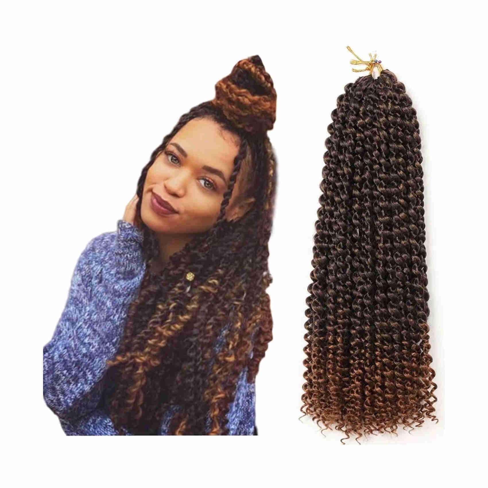 Passion Twist Hair, 7 Packs 18Inch Water Wave Crochet for Long Bohemian Braiding YDDM Passion Twist Crochet Hair Synthetic Extensions (T1B-30#, 7 Packs-18inch)