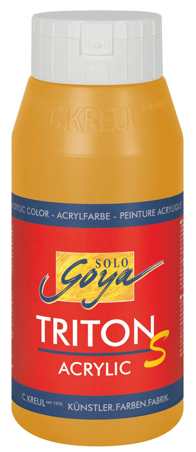 KREUL Solo Goya 17310 Triton S Basic Acrylic Paint with Gloss Effect in Brilliant Ochre Light, 750 ml