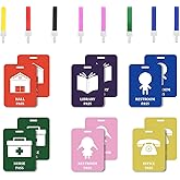 Fun-Plus 12 Pack Hall Pass Lanyards Unbreakable Plastic School Passes Set for Teachers and Classroom Supplies Including Hall 