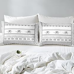 Kids Gray Elephant Bedding Set Queen Size,Cartoon