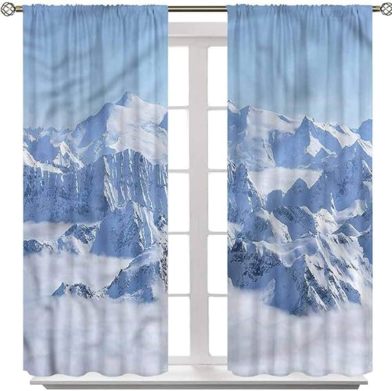 YUAZHOQI Mountain Curtains for Bedroom, Alps White Wilderness, Set of 2 Panels 42 x 63 Inches
