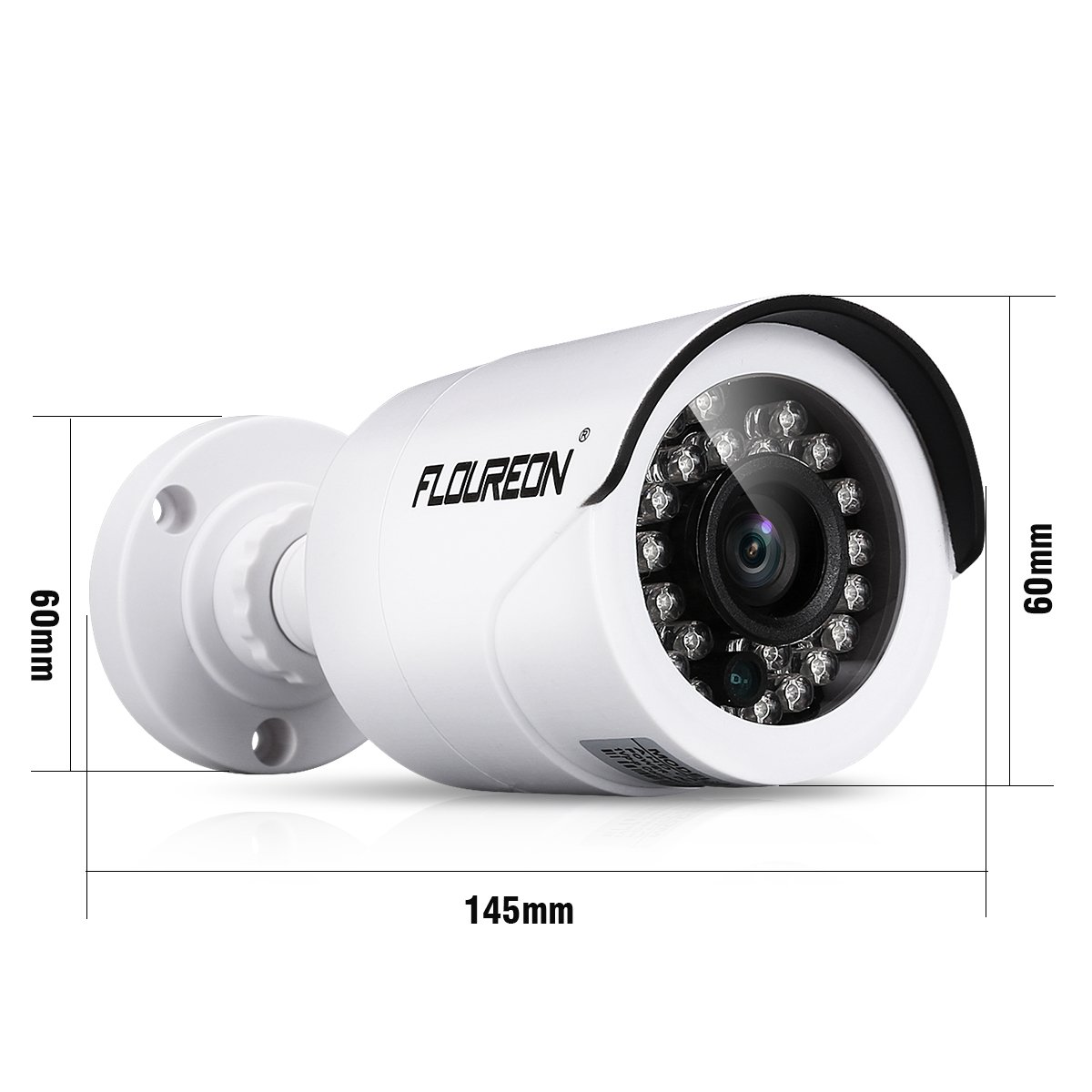FLOUREON 2000TVL Überwachungskamera 1,3MP Outdoor Kamera Nachsicht für AHD 1080N DVR Videoüberwachung Wasserdicht Weiß