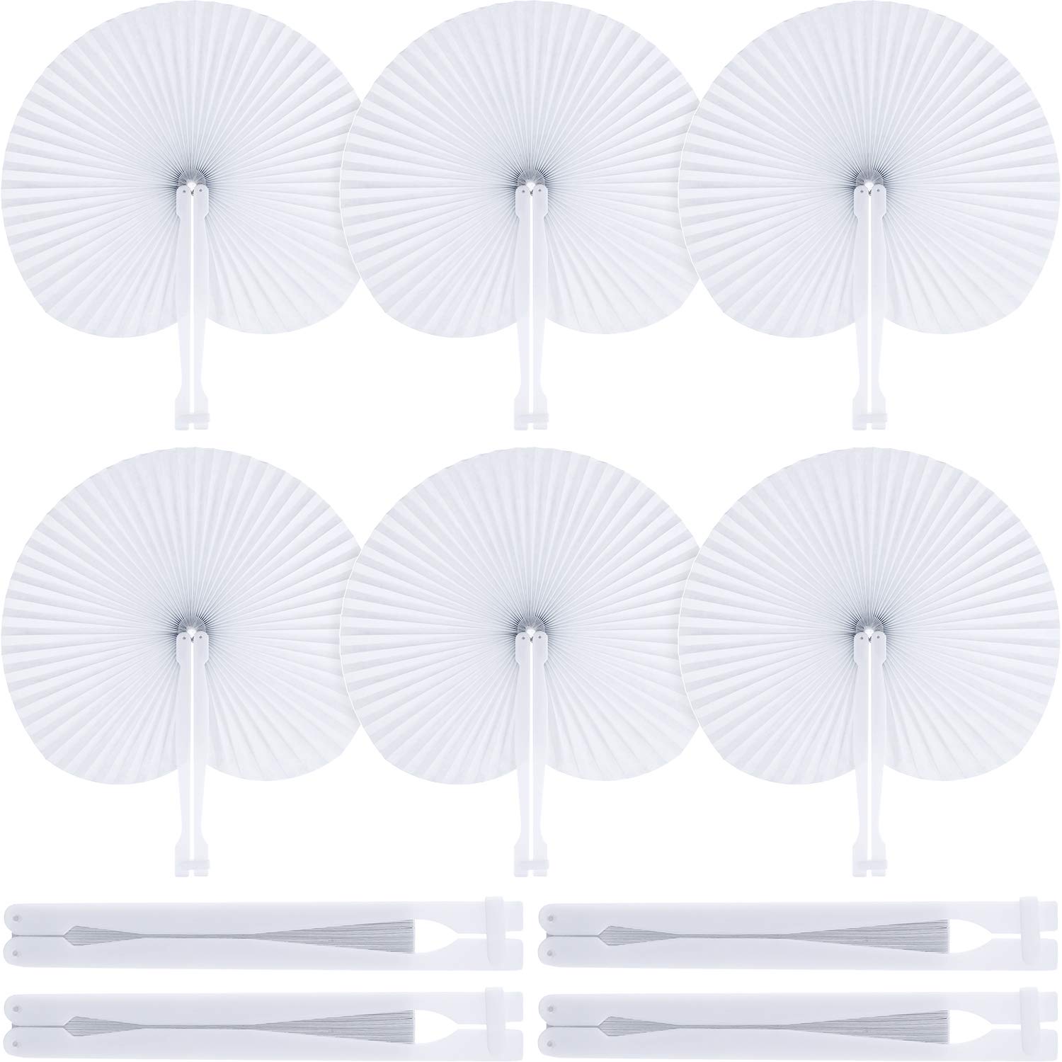 Photo 1 of 60 Pack Wedding Fans White Round Folding Handheld Fans Paper for Wedding Guests Gift Bridal Party Favor Party Supplies