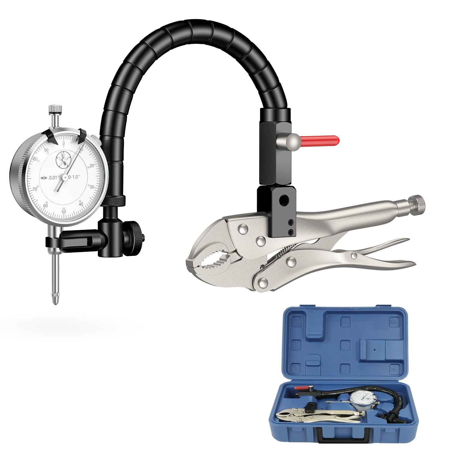Photo 1 of HDLNKAK Premium Disc and Rotor/Ball Joint Gage, 1'' by 0.001'' Indicator and 360 Deg Flexible Stem Holder,Automobile Brake disc Flatness Measurement Tool