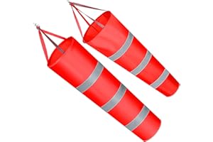 KONOHAN 2 Pcs 31.5" 39" Airport Windsocks Measurement Sock Bag with Reflective Belt Oxford Fabric Ripstop Wind Sock Wind Direction Indicator Windsocks Outdoor Aviation Flag for Airport Farm(Red)