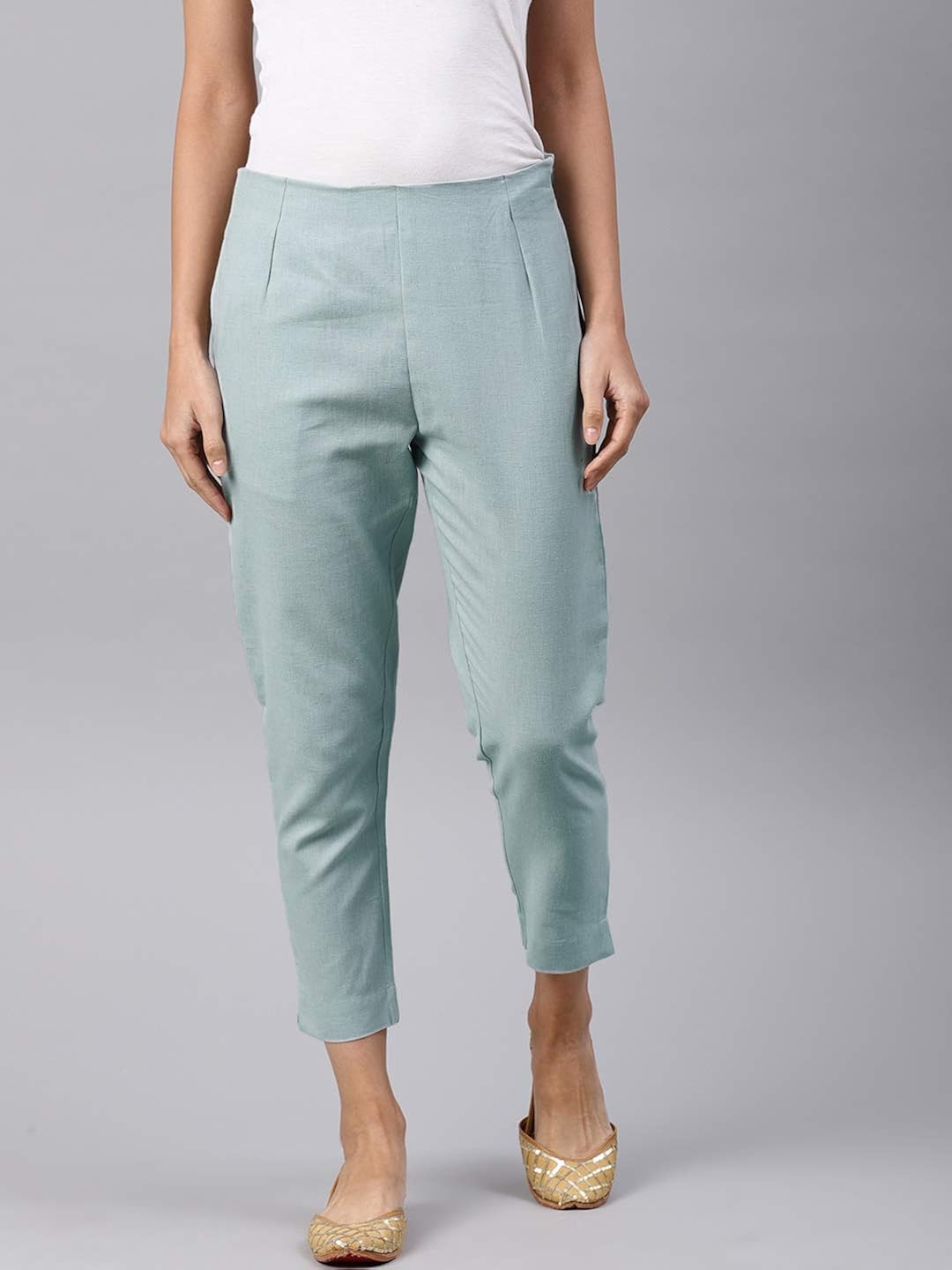 light blue cigarette pants