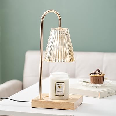 SHANNA Electric Candle Warmer Lamp Dimmable Timer 2 Bulbs Golden