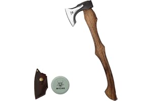 WICING Splitting Axe, 21.5-inch Chopping Axe with Leather Sheath, Camping Hatchet 1055 High Carbon Steel and Beech Wooden Handle