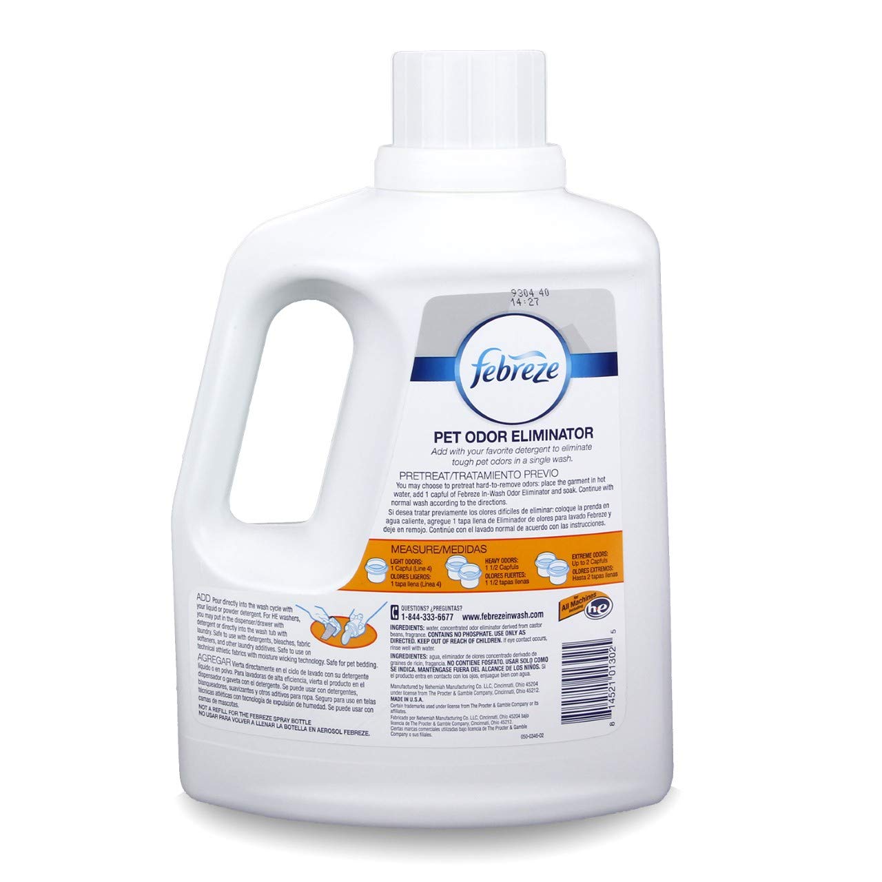 Febreze Laundry Detergent Additive for Pet Supplies, Maximum Strength In Wash Pet Odor Eliminator, Designed to Remove Tough Odors in Fabrics and Clothing in a Single Wash, Fresh Scent, 98 fl oz