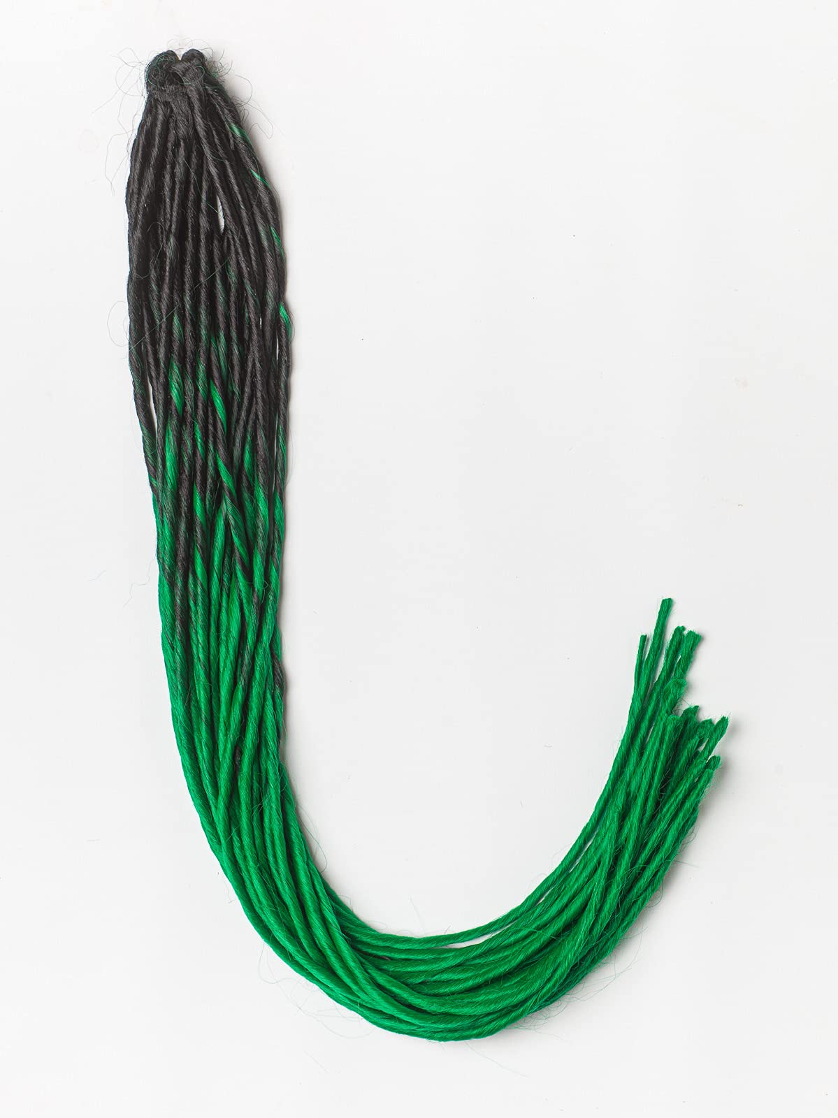 DreadLab - Soft Style Ombre Double Ended Synthetic Dreadlocks Twists 10 Pack (Black - Dark Spring Green Transitional)