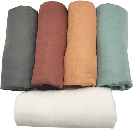 Amazon Com Hghg 5 Pcs Bamboo Soft Muslin Swaddle Blankets Premium Receiving Blanket For Boys Girls 47 X 47 Solid Color New Surprise Kitchen Dining
