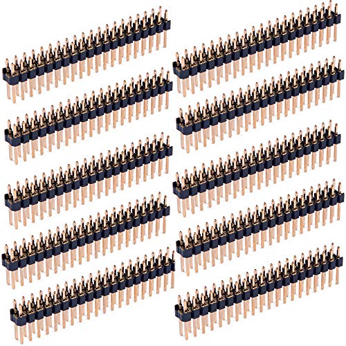 DIKAVS Break-Away 0.1" 2x20-pin Strip Dual Male Header for Raspberry Pi Zero GPIO (Pack of 10)