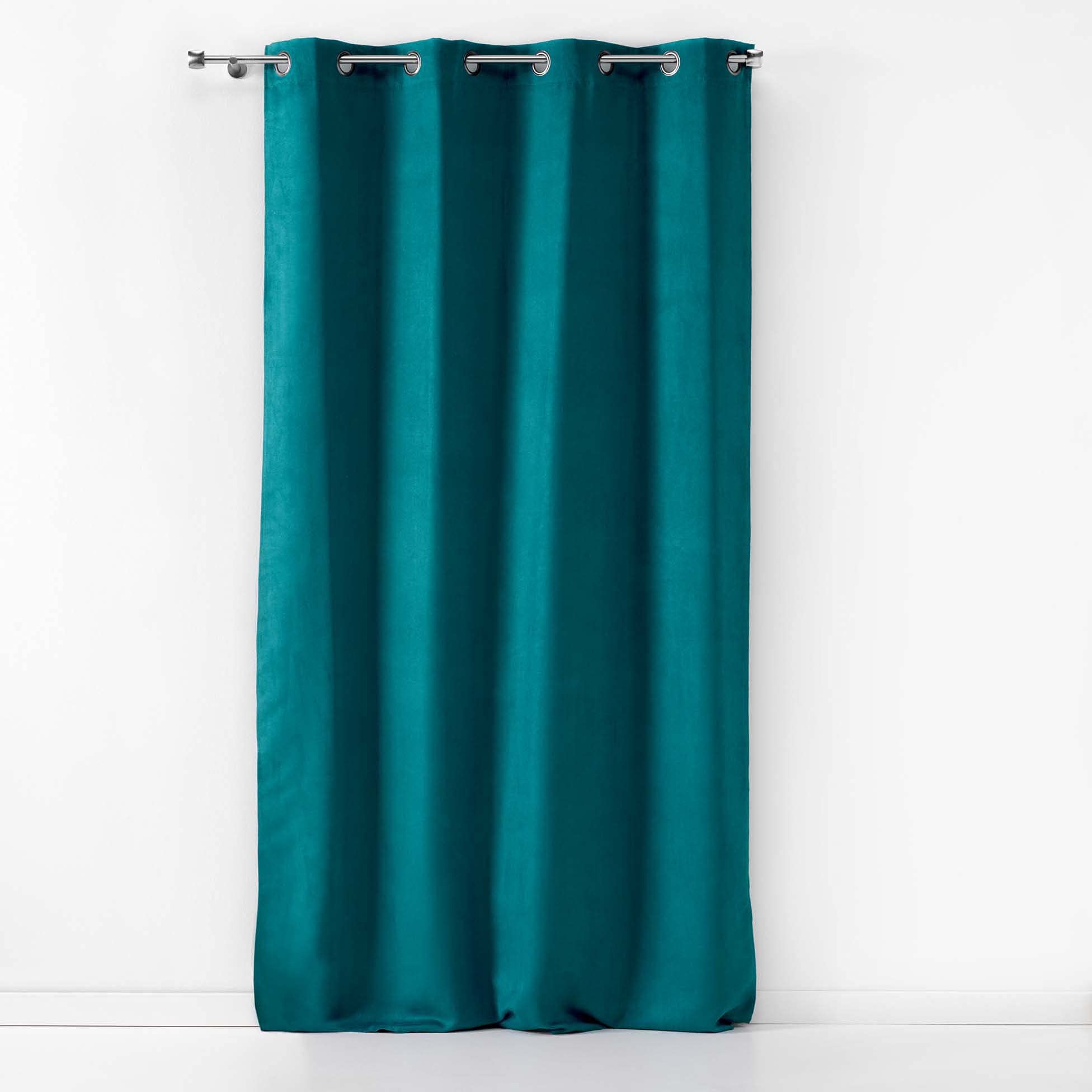 Douceur d'Interieur 140 x 240 cm Metal Eyelet Curtain, Blue