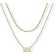 PAVOI 14K Gold Plated Angel Number Pendant Layering Necklace for Women | 999 Lucky Numerology Singapore Chain Necklace