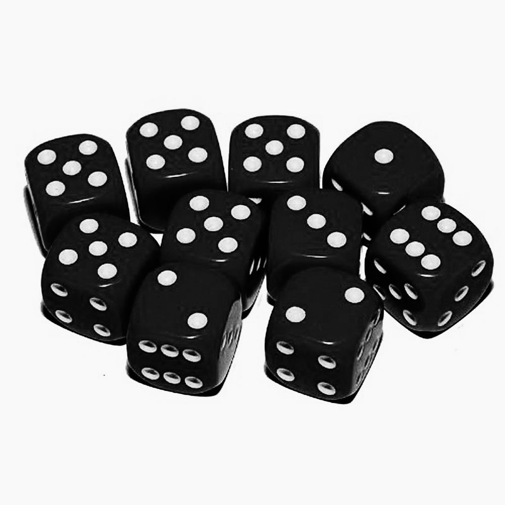 Big Cherry Dice, 10 x 16mm Round Corner Spot - Black