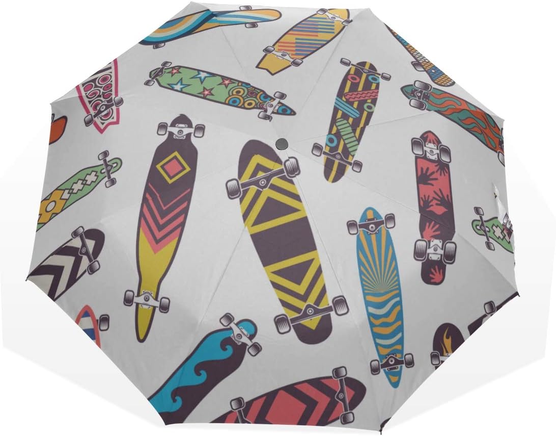 Compact Sun Umbrella Skateboard Fashion Cool 3 Fold Art